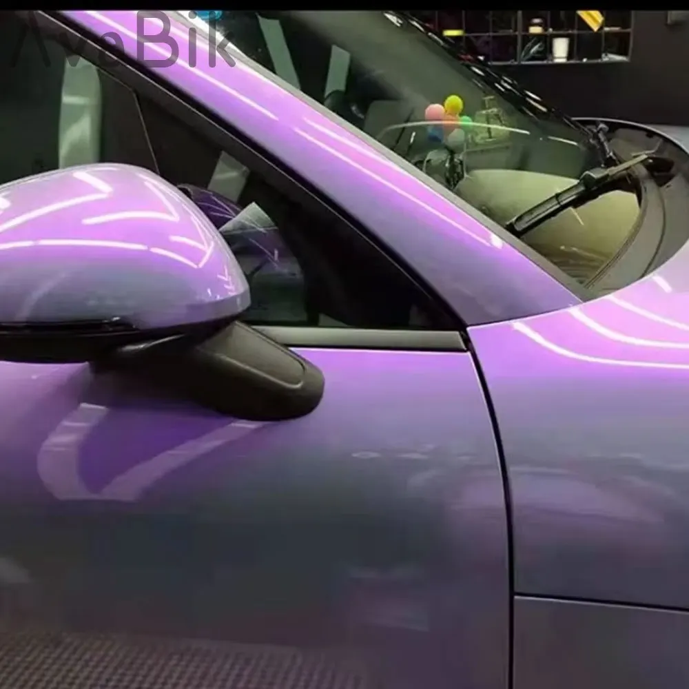 ملصقات السيارات رمادي إلى أرجواني لؤلؤي جسم السيارة فيلم DIY ذاتية اللصق الحرباء الفينيل التفاف ملصق مائي ورقة فقاعة الهواء الإصدار