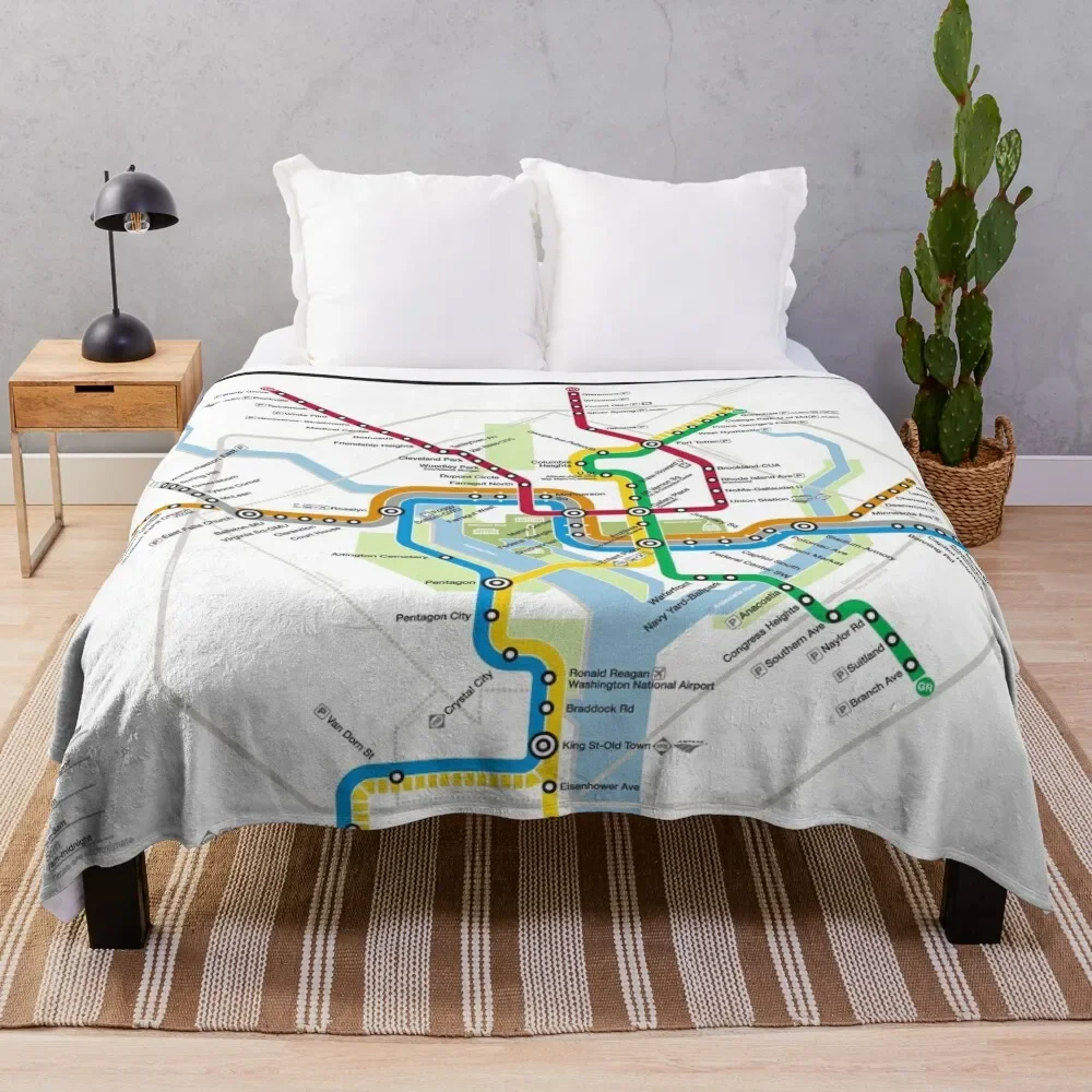 WMATA Metro Map Throw Blanket Soft Bed Fashionable Blankets