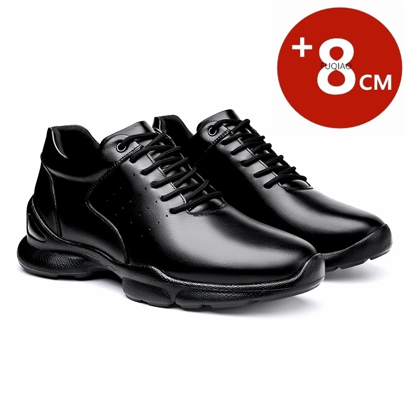 

Unisex 8CM Height Boost Shoes Genuine Leather Oxfords Comfortable Business Casual Outdoor Sneakers Men Tall Elevator Footwear