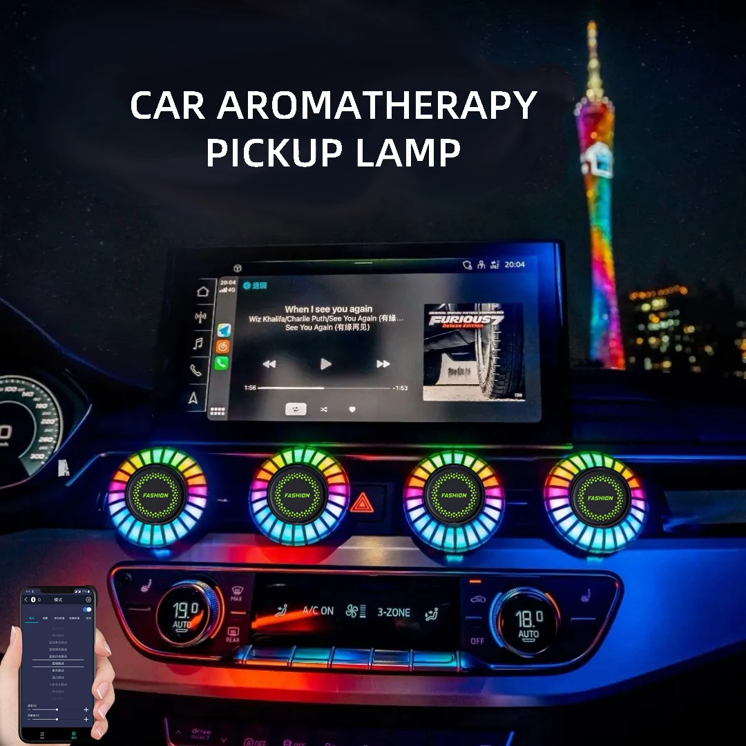 

Car Air Freshener with LED Aroma Decorate Atmosphere Fragrance Accessorie RGB Strip Sound Control Voice Rhythm Light APP Control