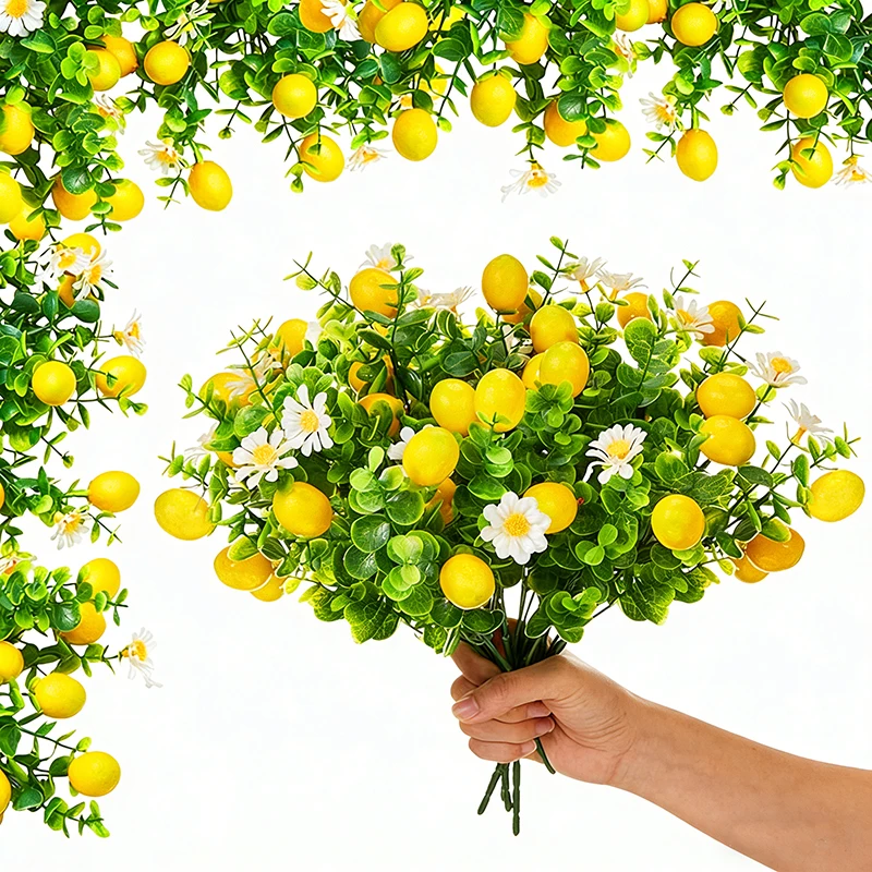 1/3 Stück 30cm Künstlicher Eukalyptus Zitronenbeeren-Blumenstrauß Wohnzimmer Grünpflanze Heimdekoration Ornament DIY Hochzeitsdekoration
