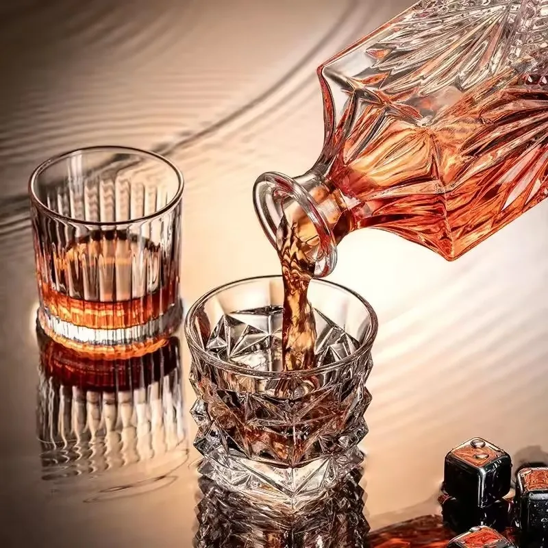 8pcs/set High End Whisky Glass and Bottle Household Crystal Glass, High-end Creative Wine Bottle Rack, Wine Set Cup 4