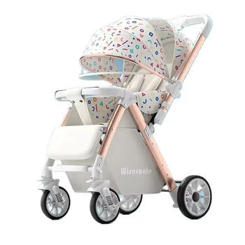 Cochecitos de bebé para niños de 0 a 6 años, cochecito plegable ligero de dos vías, puede sentarse y acostarse, paisaje alto