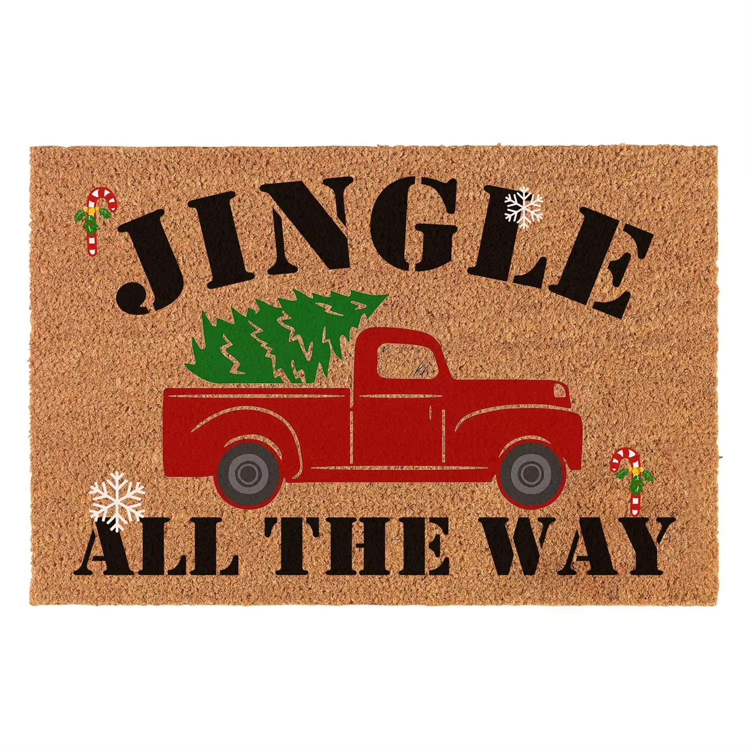 Funny Coir Doormat Jingle  The Way Merry Christmas Welcome Front Porch Decor Doormat  The Entrance Way Personalized Rugs