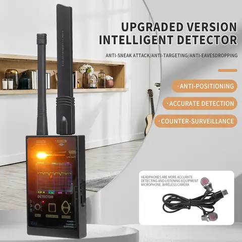 GPS 추적기 탐지기, 스파이 방지 숨겨진 미니 카메라, 2345G 핸드폰 GSM 와이어탭 사운드 신호 스파이 장치 파인더, 1-12MHZ
