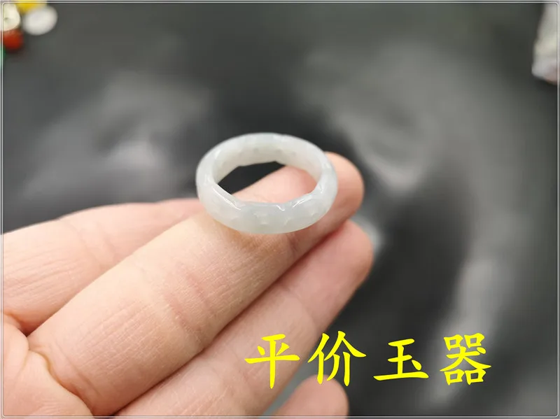 Natural 100% real white jadeite jade rings hollow out cloud pattern jewelry band ring jade stones for men jewellery mens rings