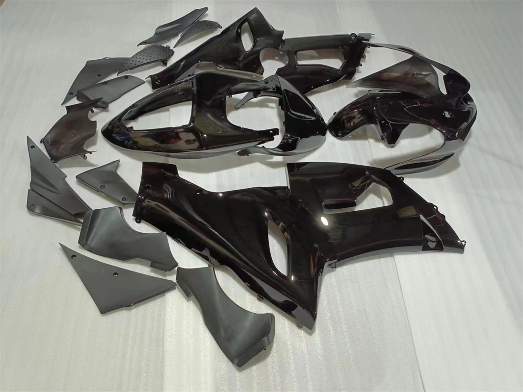 Body kits for Kawasaki ZX6R fairing kits 2005 2006 all glossy black plastic fairing kits set 05 06 Ninja 636 fairings