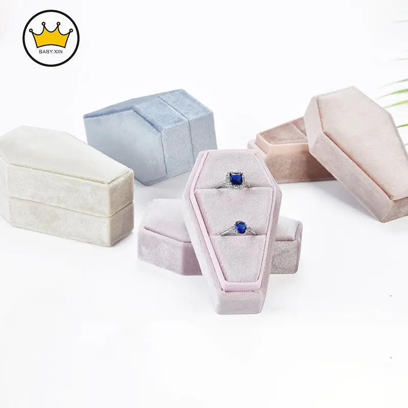 

Velvet Ring Necklace Earrings Box Jewelry Storage Box Double Rings Box Organizador De Joyas Packaging for Small Businesses