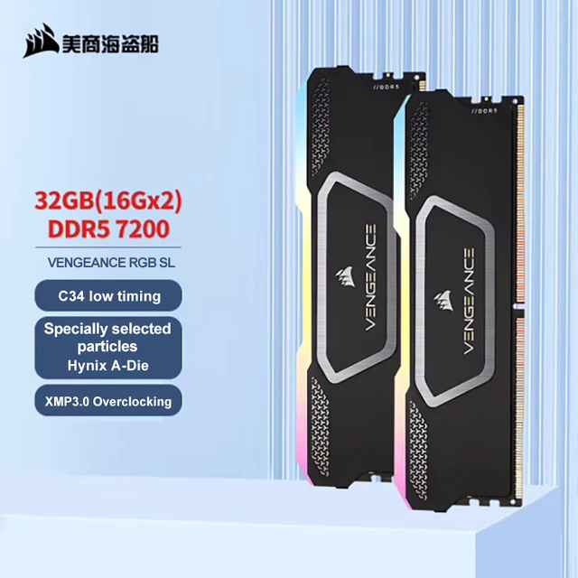 CORSAIR VENGEANCE RGB SL DDR5 RAM Hynix A-DIE 32GB (16GBx2) Kit 7200MHz  CL34 XMP 3.0 Desktop Memory Module - AliExpress