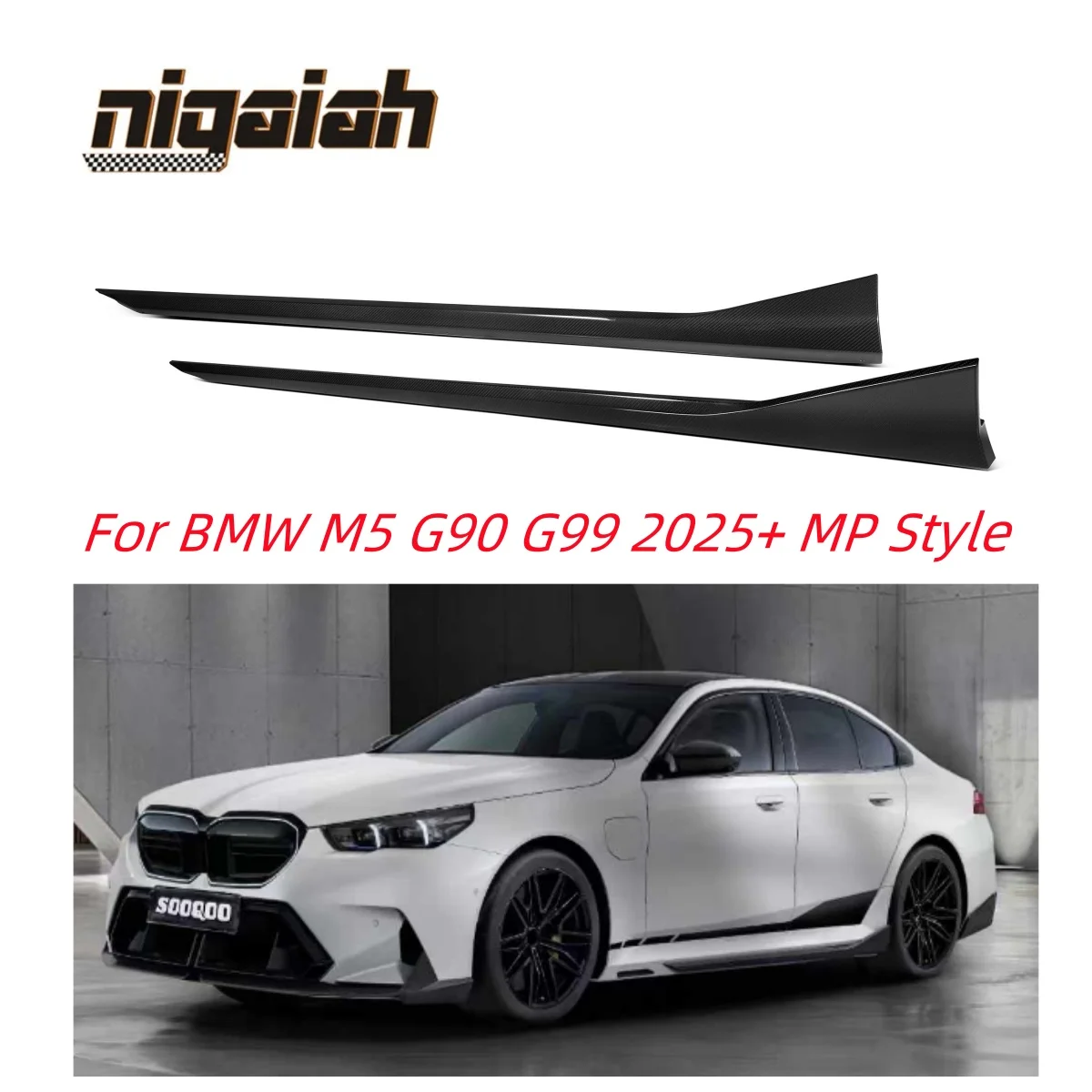 

MP Style 100% Dry Carbon Fiber SIDE SKIRTS BUMPER Extension For BMW M5 Sedan G90 G99 2025+ 4 Door Retrofit accessories