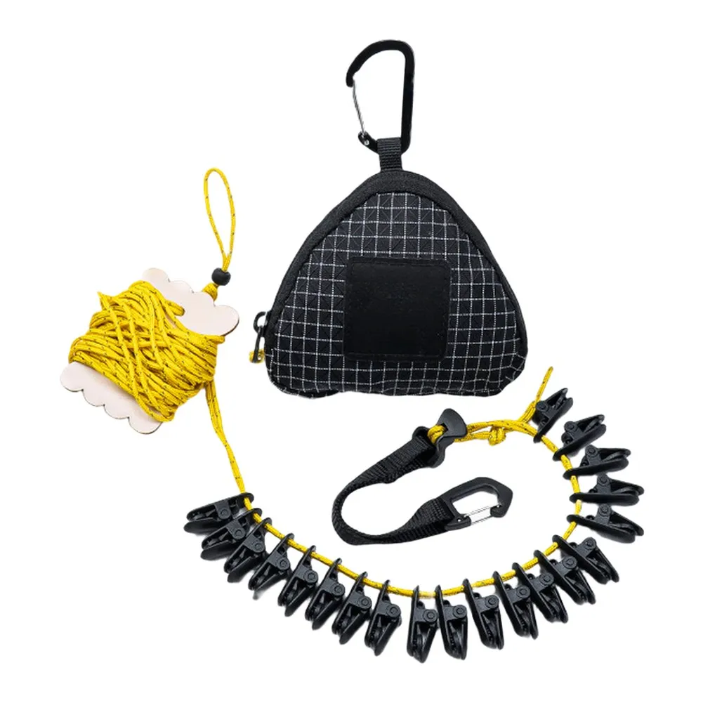Lightweight Portable Drying Line 4 Meter Rope with 20 Clips Designed for Travel Camping and On-the-Go Clothing Management