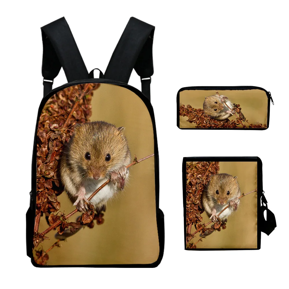 Classic Popular Novelty mouse 3D Print 3pcs/Set pupil School Bags Laptop Daypack Backpack Inclined shoulder bag Pencil Case