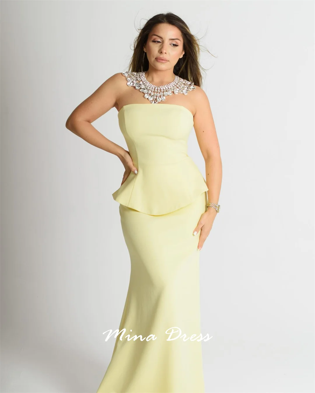 Mina personnalisé bustier tubulaire robes de bal de luxe femmes robe de soirée sans manches robes élégantes robes dos nu pour les événements spéciaux