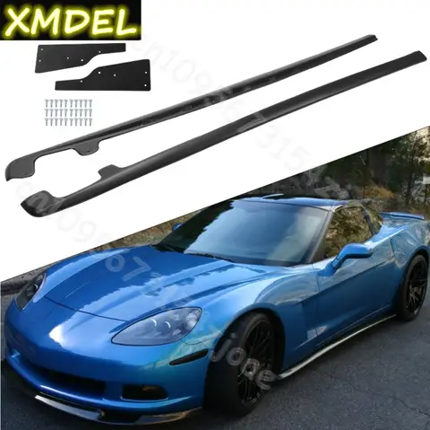 Matte For 05-13 Corvette C6 Base ZR1 Style Side Skirts Rocker Panel Mud Flaps Not applicable to wide bodies