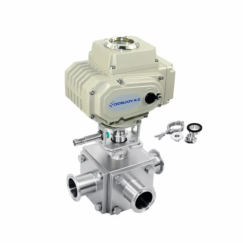 Sanitary Stainless Steel 304 Valve 3-Way Electric Triclamp Ball Valve