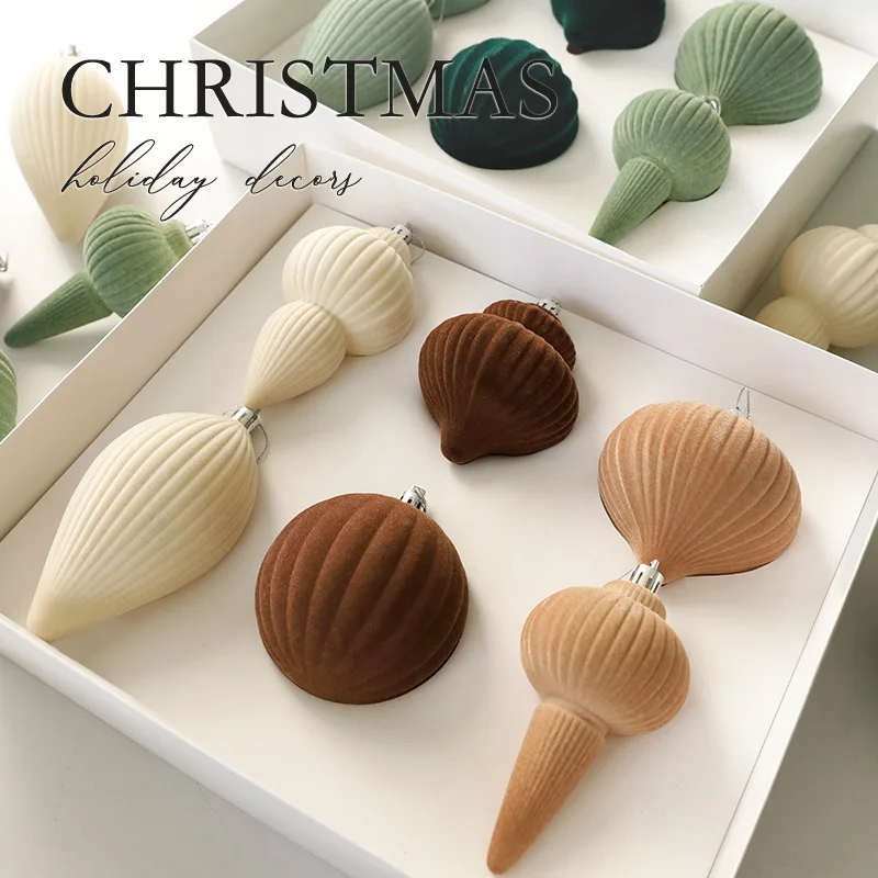 

6 шт. бархатный рождественский шар, подвеска, украшения-капли, многоразовые небьющиеся флокированные елочные шары специальной формы, однотонные