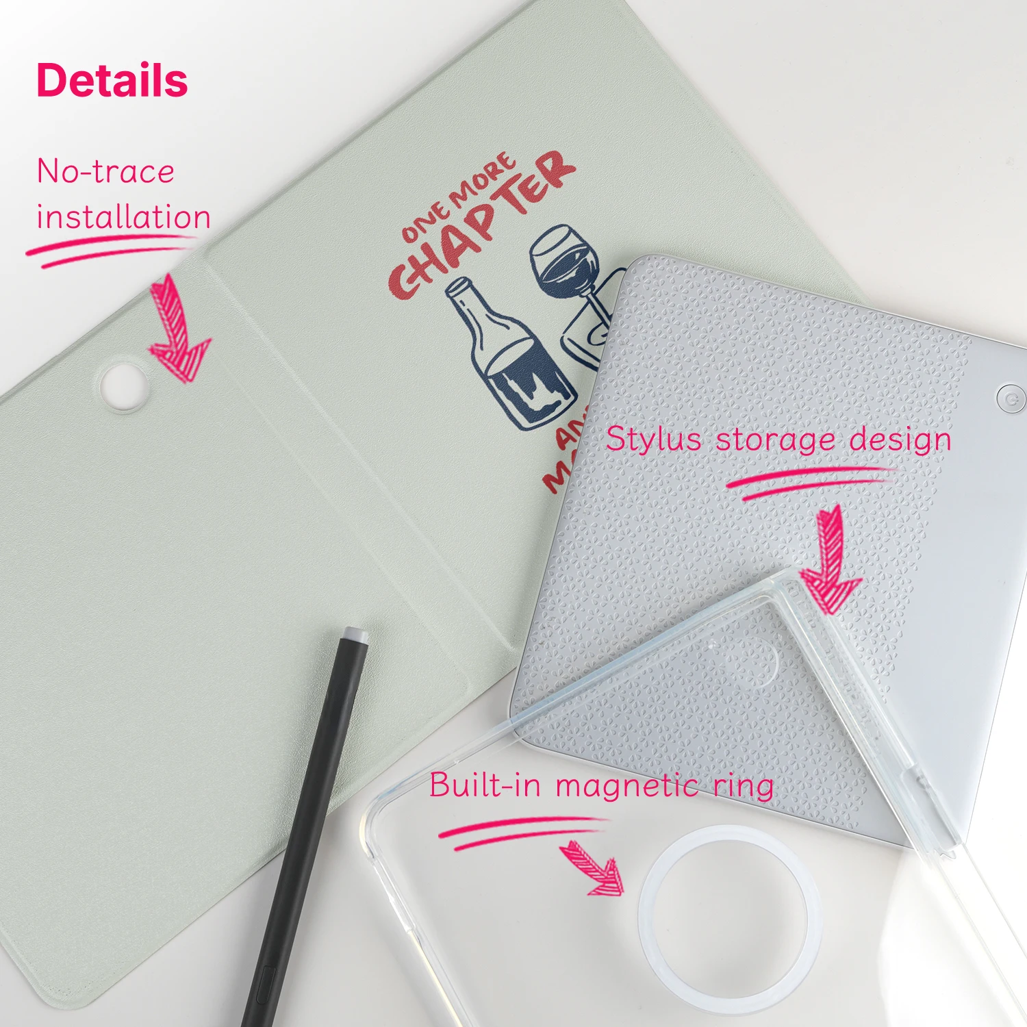 Murmole Cover for Kobo Libra Colour Kobo Libra2 Detachable Magnetic Case Cover Acrylic Clear Back Sleep Quotes