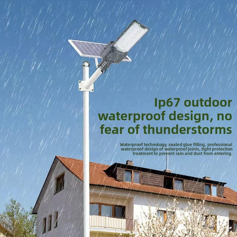 RUISENZHUO Lampione stradale a energia solare commerciale, lampione solare,Luce stradale solare impermeabile per esterni, Luci solari per esterni dal tramonto all'alba per la notte