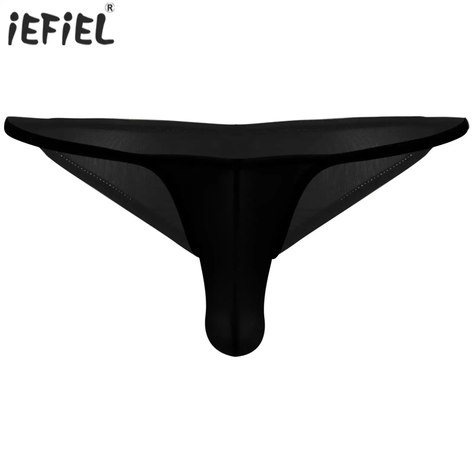 

Mens Sexy Thong Briefs Low Rise Silky Underwear Bulge Pouch Ruched Butt Underpants Breathable Half Back Coverage Briefs G-string