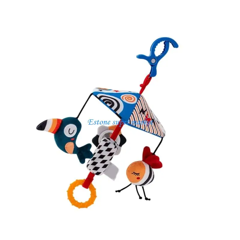 090B Noise Making Stroller Rattle Attachment Soft Developmental Toy For 0-12 Months