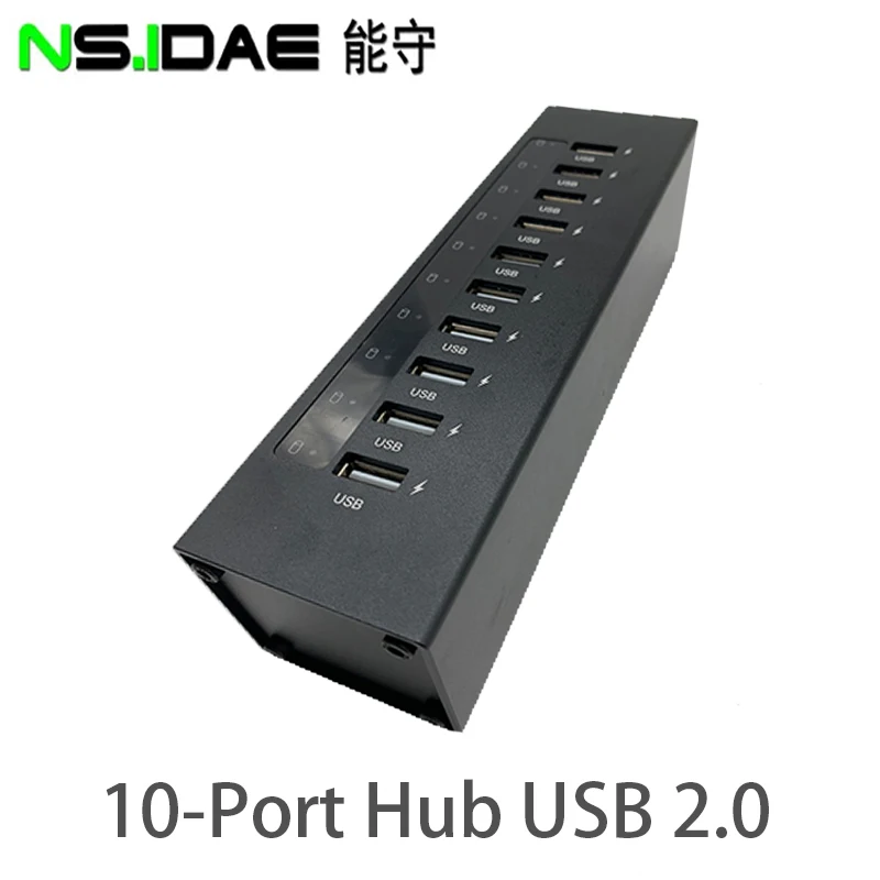 10-port USB2.0 480Mbps office Portable extension branch hub plug and play transfer files quickly with smart light turn