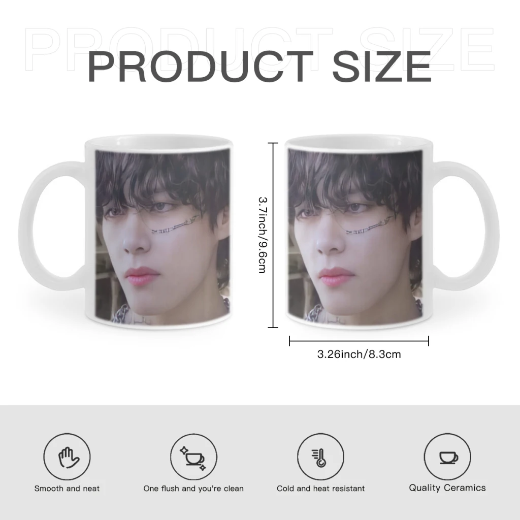 Kpop-Ceramic Mug Cute Coffee Tea Milk Stave Mugs And Cups with Handle Novelty Gifts