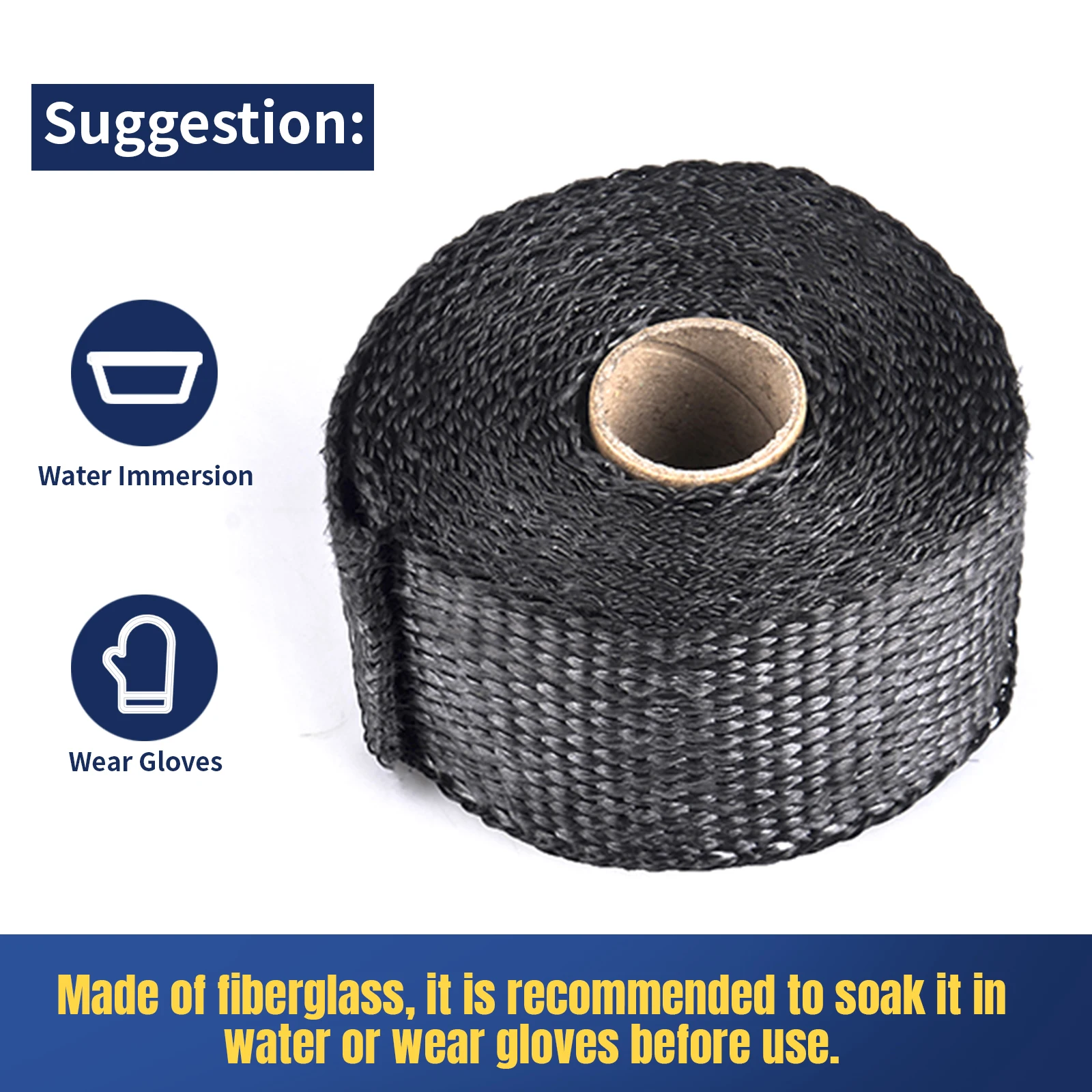 

50MM x 5M Black/Titanium Exhaust Heat Wrap Roll for Motorcycle Car Exhaust Pipe Heat Insulation Muffler Tape with Stainless Ties