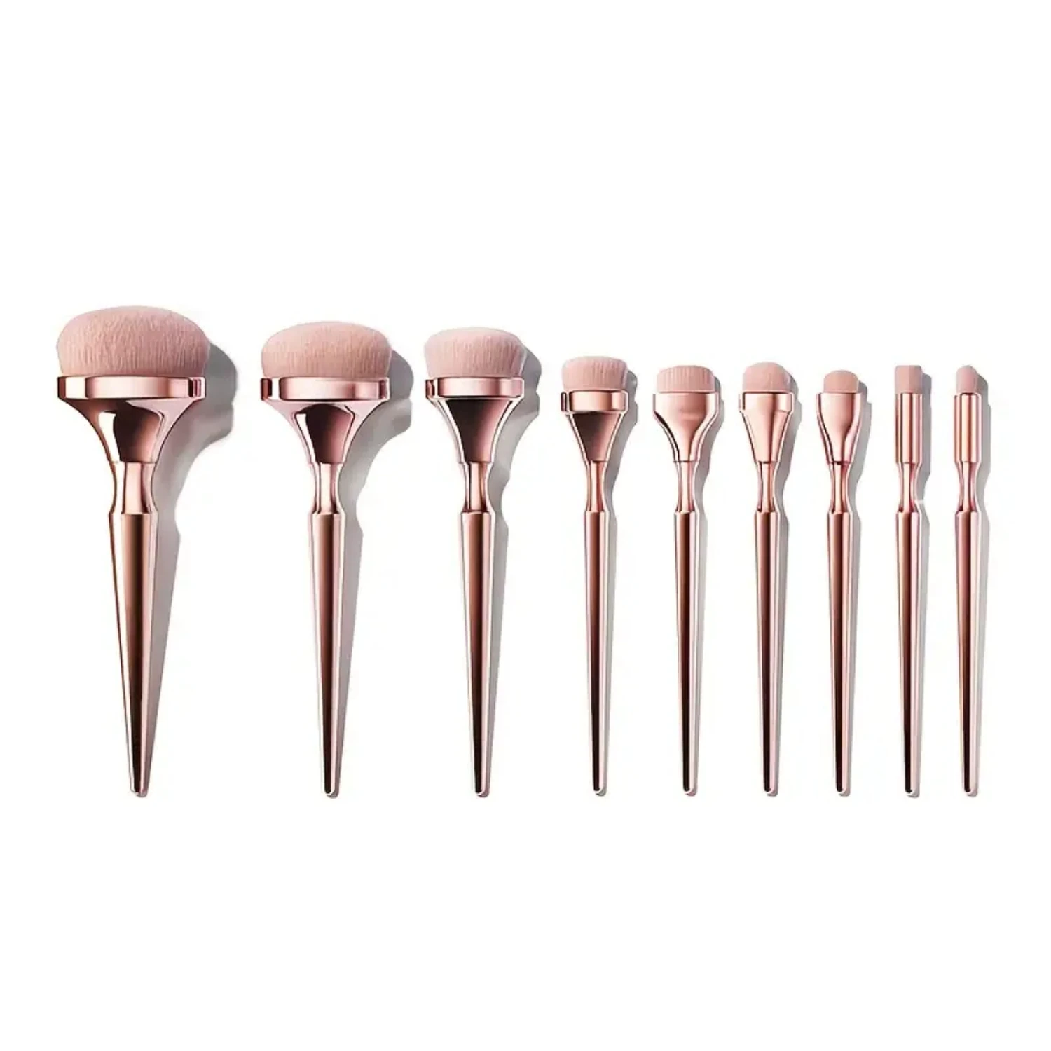 9pcs Makeup Brush Set with Golden Ergonomic Handle, Soft High-density Bristles, Suitable for All Makeup Looks and Skin Types. Id