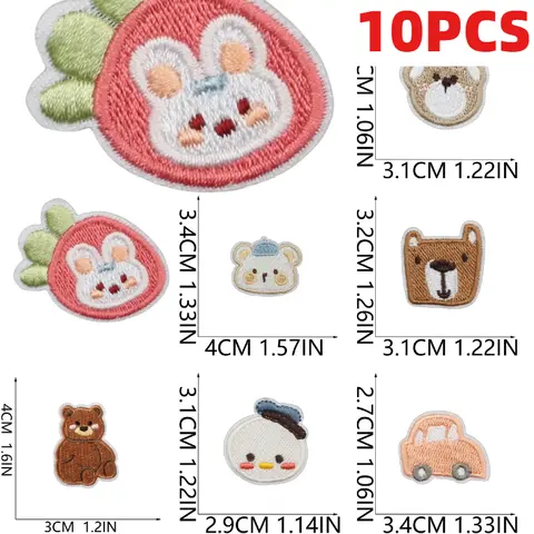 10PCS Bulk Basketball Football Rabbit Bear Embroidery Patch Cartoon Penguin Volleyball Sticker Iron On Tide Play Bag Decoration