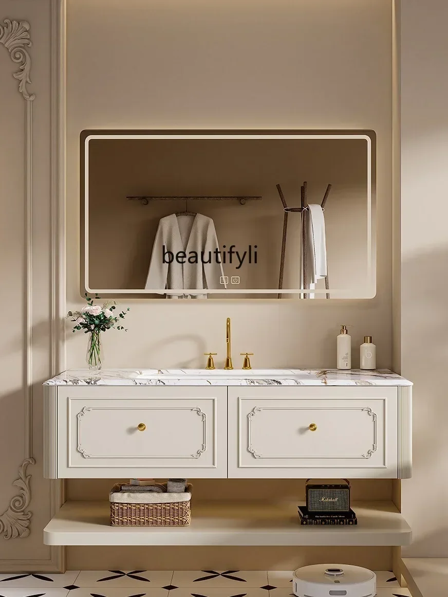 178cqyCeramic Drop-in Sink Hanging Smart Bathroom Cabinet Combination   Table