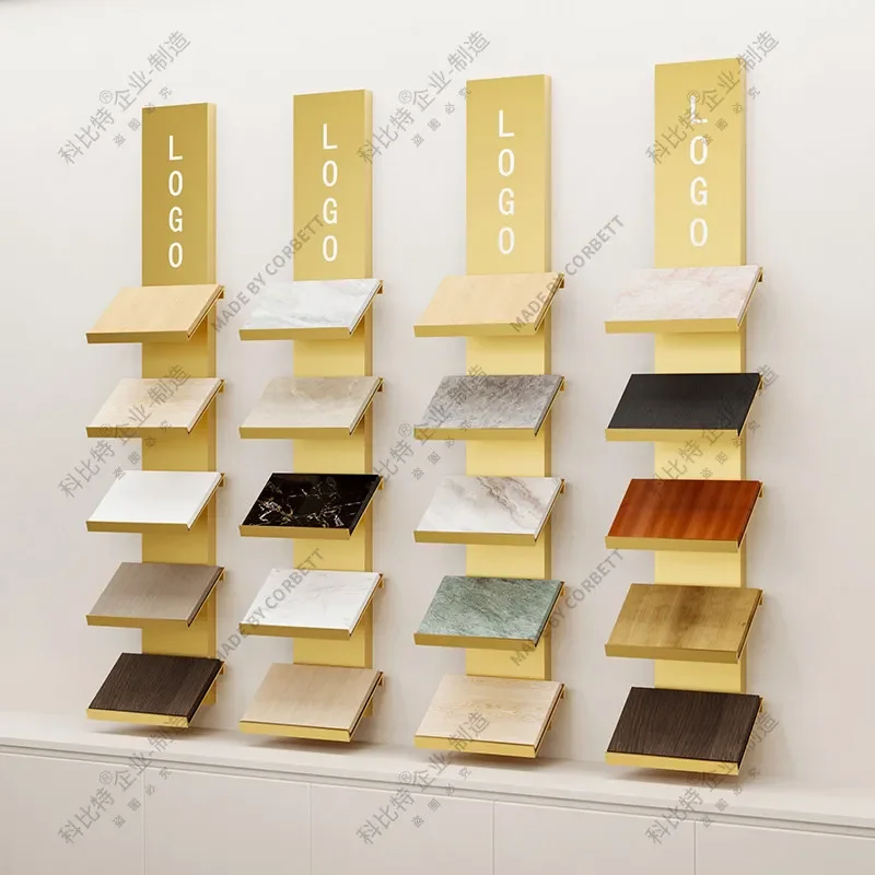 Hangerhouse Custom Color Card Rack Aluminum Gusset Sample Wrought Iron Tile Rack On Wall Stone Clothing Cabinet Door Display She