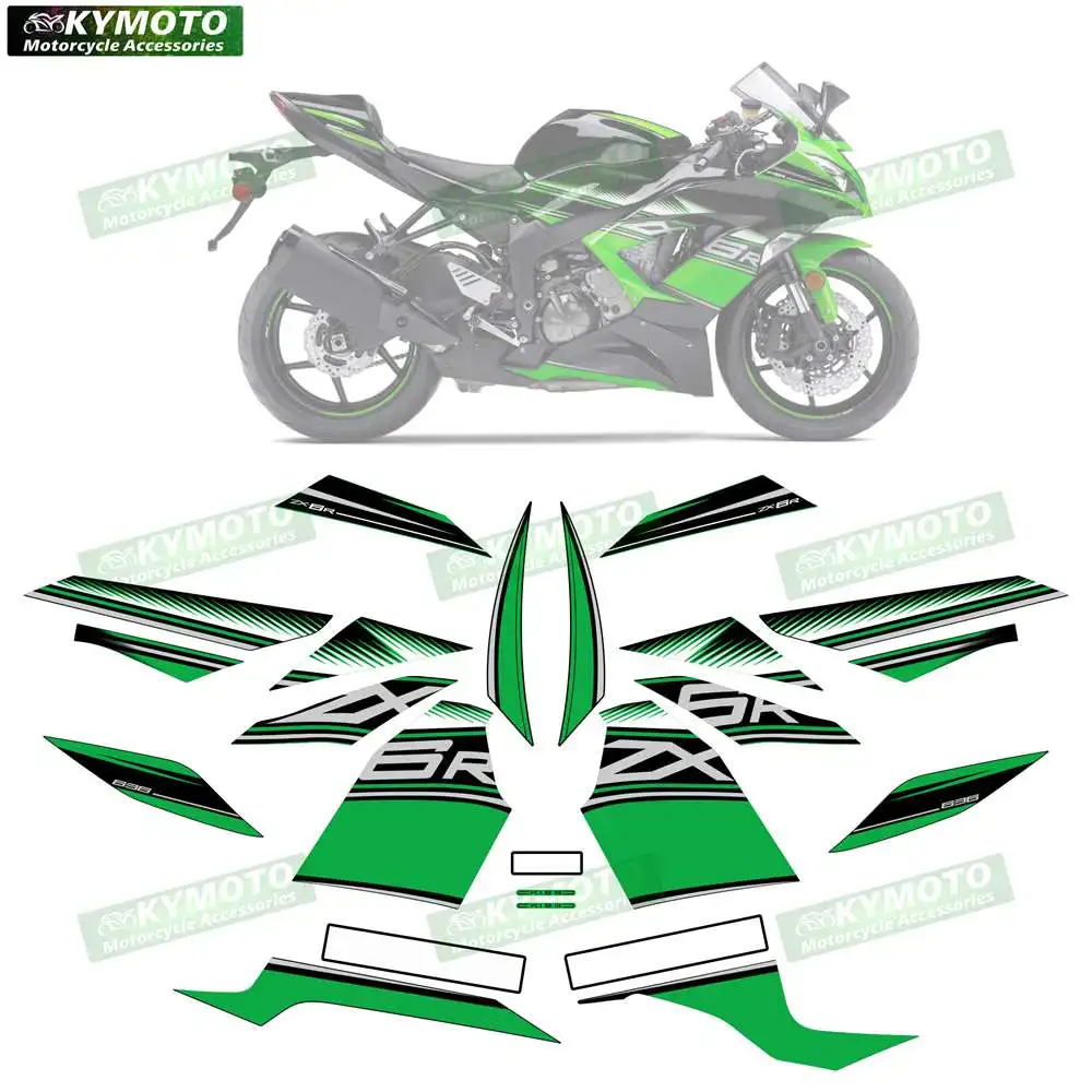 For ZX-6R ZX6R 636 2013 2014 2015 2016 2017 2018 motorcycle accessories fairing reflective stickers full vehicle kit decoration view 6