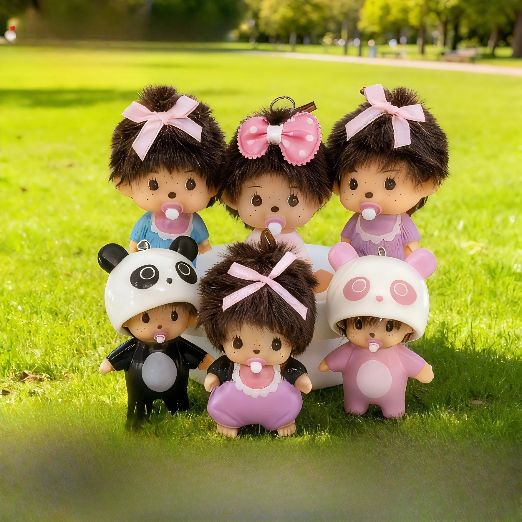 Llavero Monchichi Kawaii, Adorno de Dibujos Animados, Lindos Llaveros Monchi para Bolsos, Regalo de Cumpleaños o Día del Niño