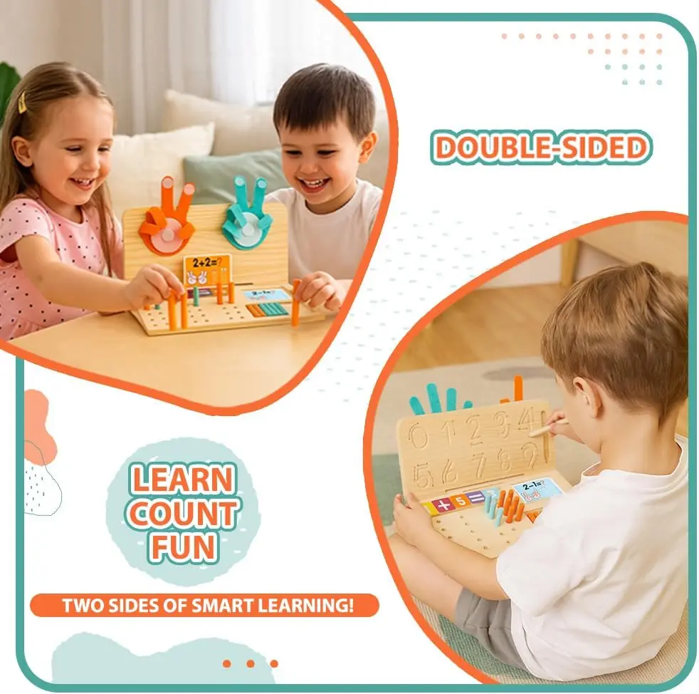 Set di conteggio educativo in legno per giocattoli per l'apprendimento della matematica Montessori, blocco numerico, bastoncino per il conteggio, flashcard, attività di apprendimento prescolare