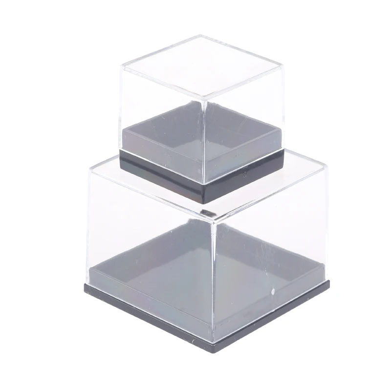 1Pc Storage Boxes Lids Gemstone Display Coin Clear Container Specimen Mini Square Cube Acrylic Case Rough Mineral Standard