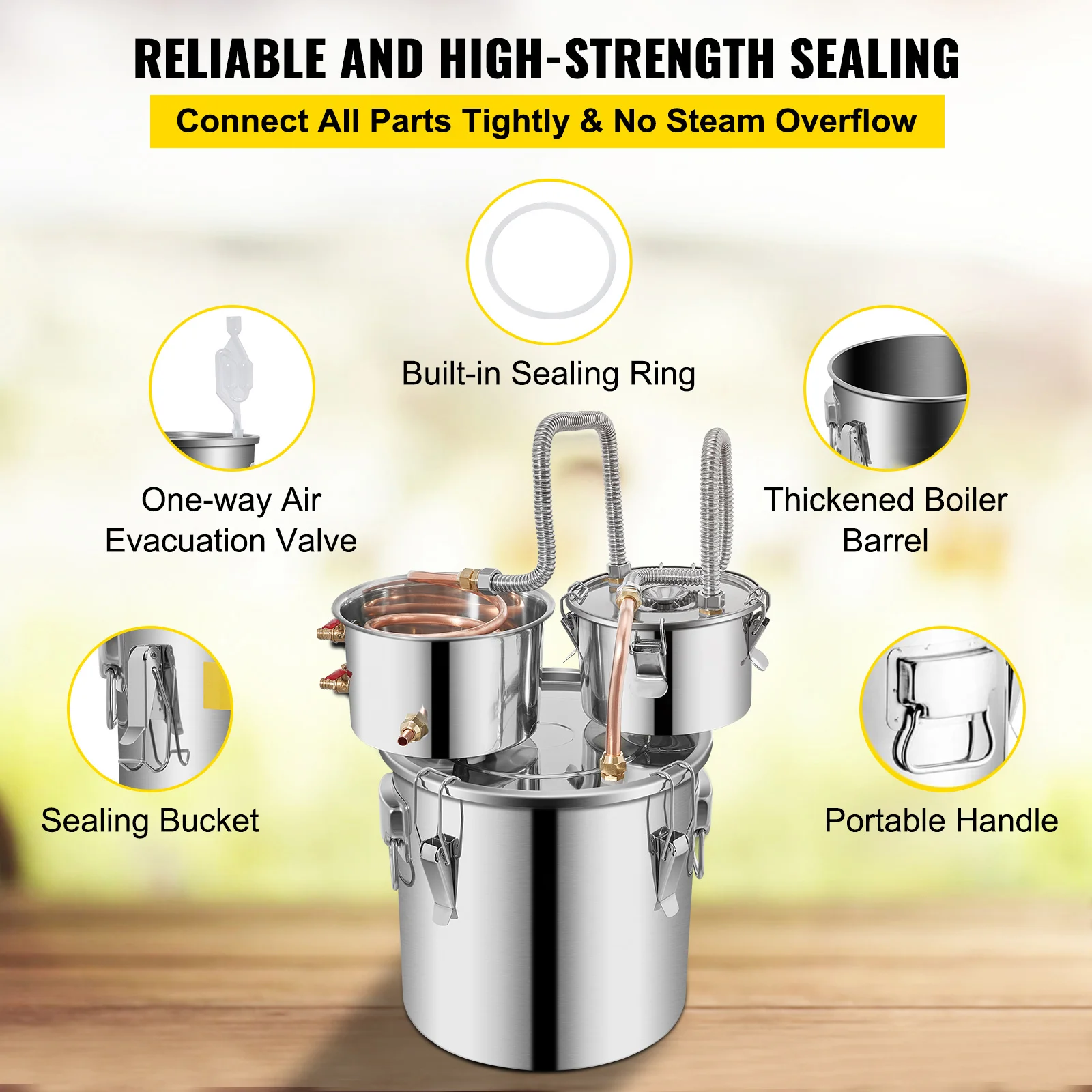 Succebuy 12/30L الكحول تخمير المقطر لتقوم بها بنفسك جهاز Moonshine الفولاذ المقاوم للصدأ لا يزال ويسكي البيرة براندي الأجهزة المنزلية