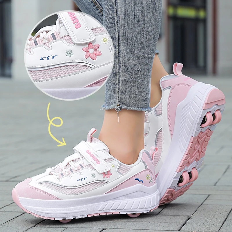 

Дышащие роликовые кроссовки с колесами, детские кроссовки на 4 колесах, гоночные роликовые коньки, кроссовки для мальчиков и девочек, универсальные кроссовки