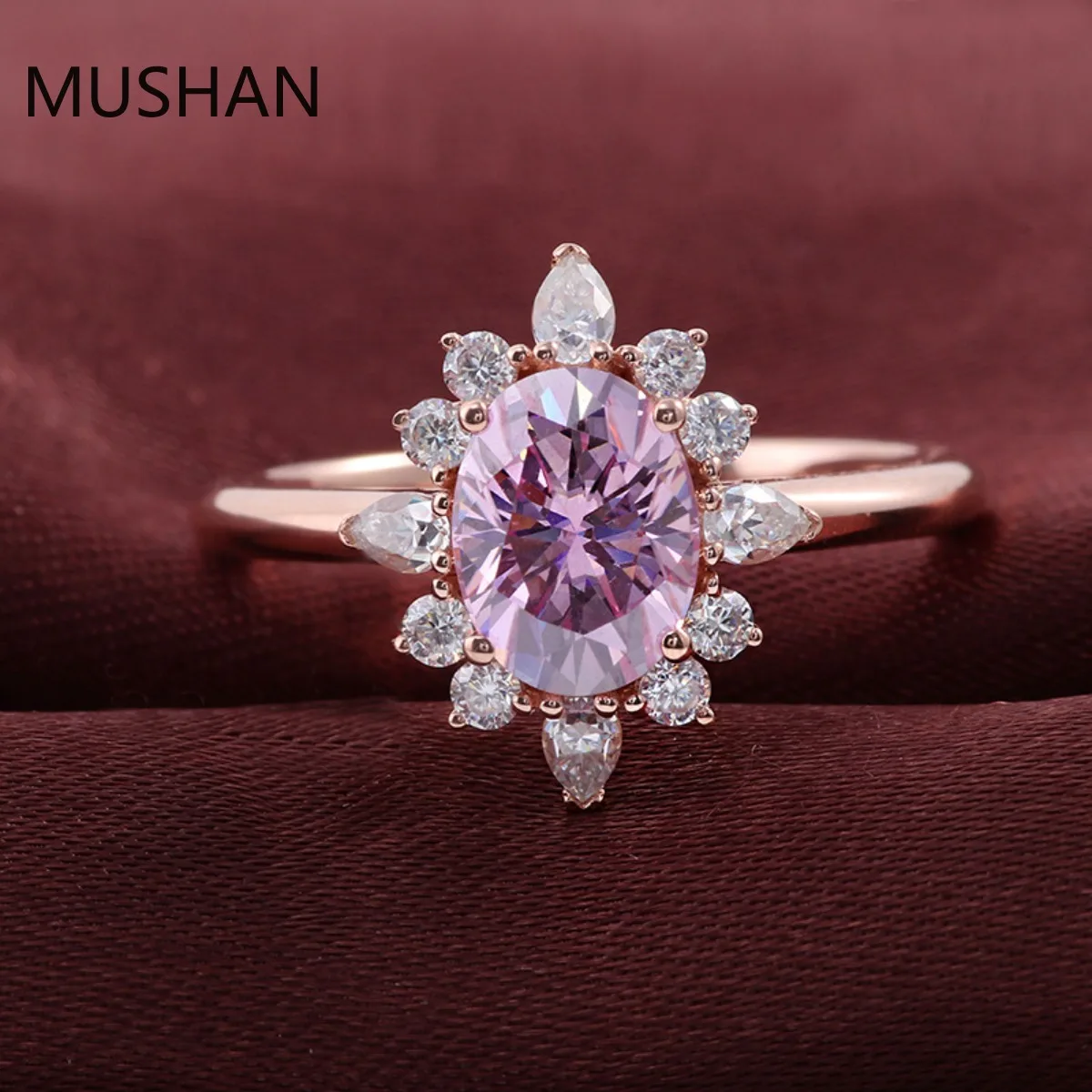 MUSHAN Luxury Custom 14K 18K Gold Rings Band Jewelry With Moissanite Diamond Lab Grown Gemstones Diamond Wedding Ring For Women