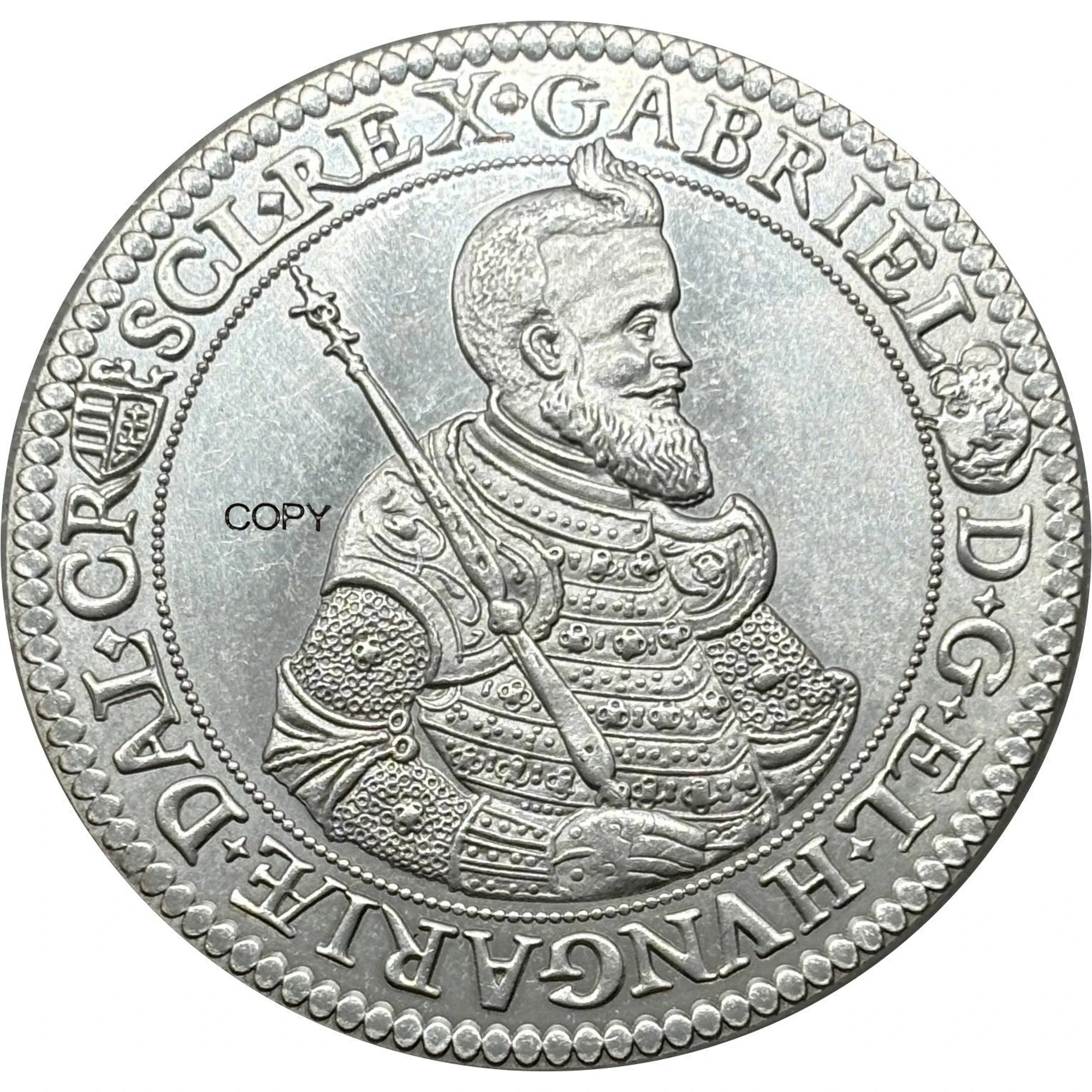 Estados húngaros 1621 One 1 Thaler Gabriel Bethlen copia chapada en plata conmemorativa de la Segunda Guerra Mundial colección de monedas
