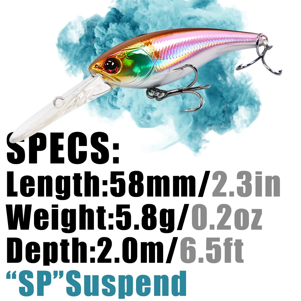 B & U 58mm sistem berat casting panjang umpan pancing atas umpan keras Minnow engkol Wobbler kualitas kait Tackle SP