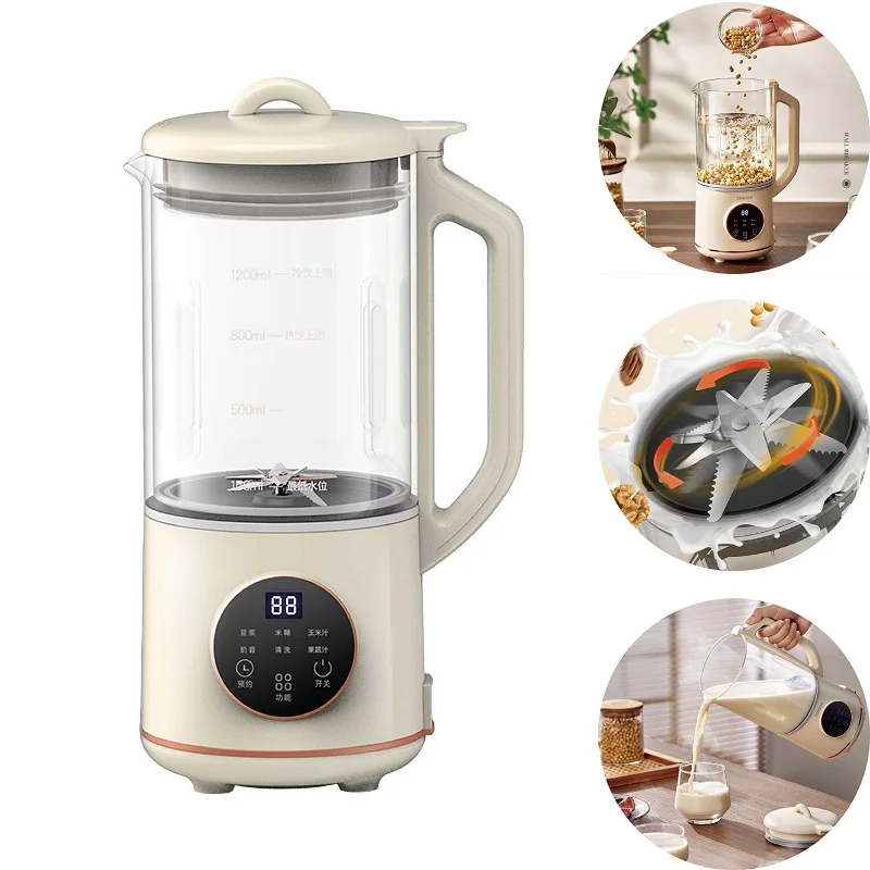 1.2L Electric Soy Milk Machine Juicer Multifunctional Wall Breaking Machine Kitchen Automatic Heating Cooking Soybean Milk Maker