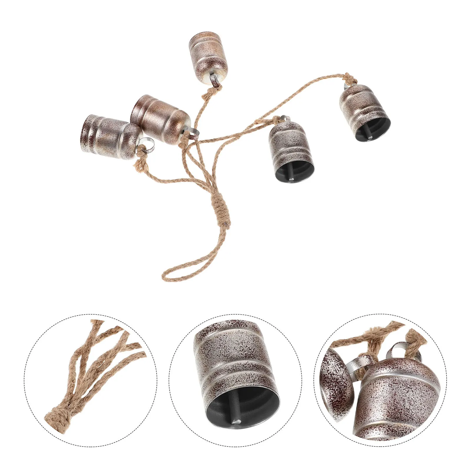 

Rustic Hanging Bell Cluster Vintage Bronze Finish 5-Bell Christmas Metal Jingle Outdoor Garden Patio Porch Decorative Wind