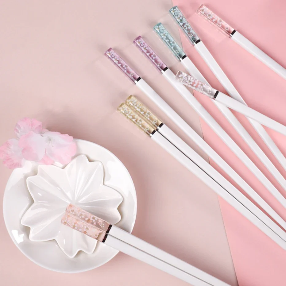 Amber Sakura Japanese Chopsticks Antibacterial Anti-slip High Temperature Resistant  Reusable for Sushi Food ChopsticksTableware