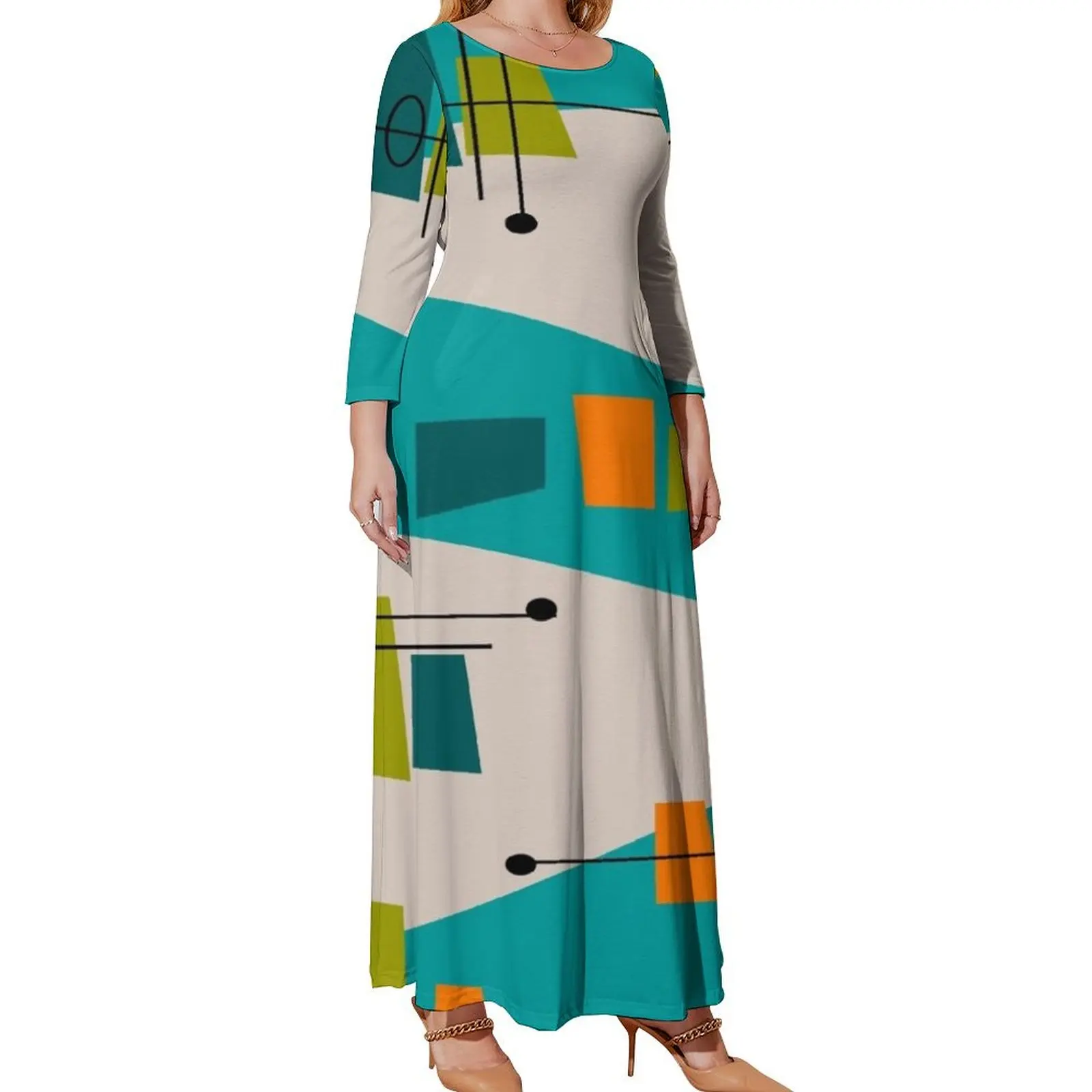 

Mid-Century Modern Abstract Space Age Long Sleeved Dress dress luxury evening dresses for women 2024