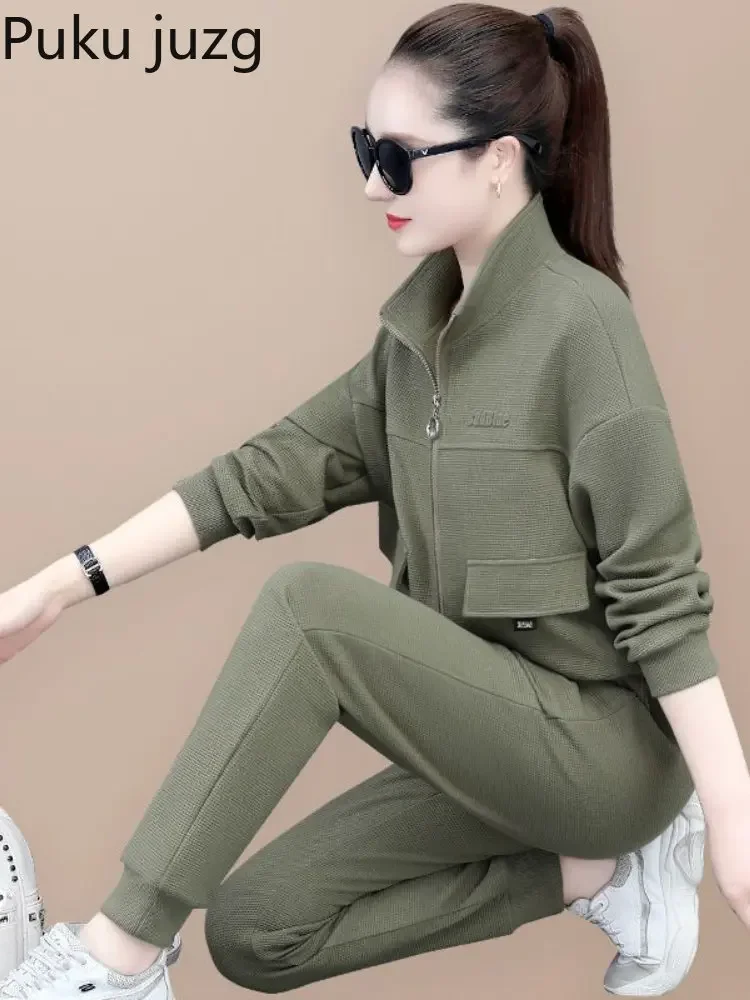 Tracksuit Women 2022 New Solid Zipper Sweatshirt Jogger Sets Gym Clothing Female Sportswear Running Clothing Lady Spring Autumn