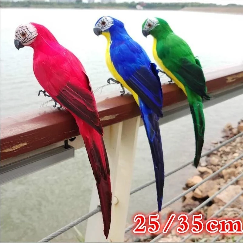 25/35cm New Handmade Simulation Parrot Creative Feather Lawn Figurine Ornament Animal Bird Garden Bird Prop Decoration