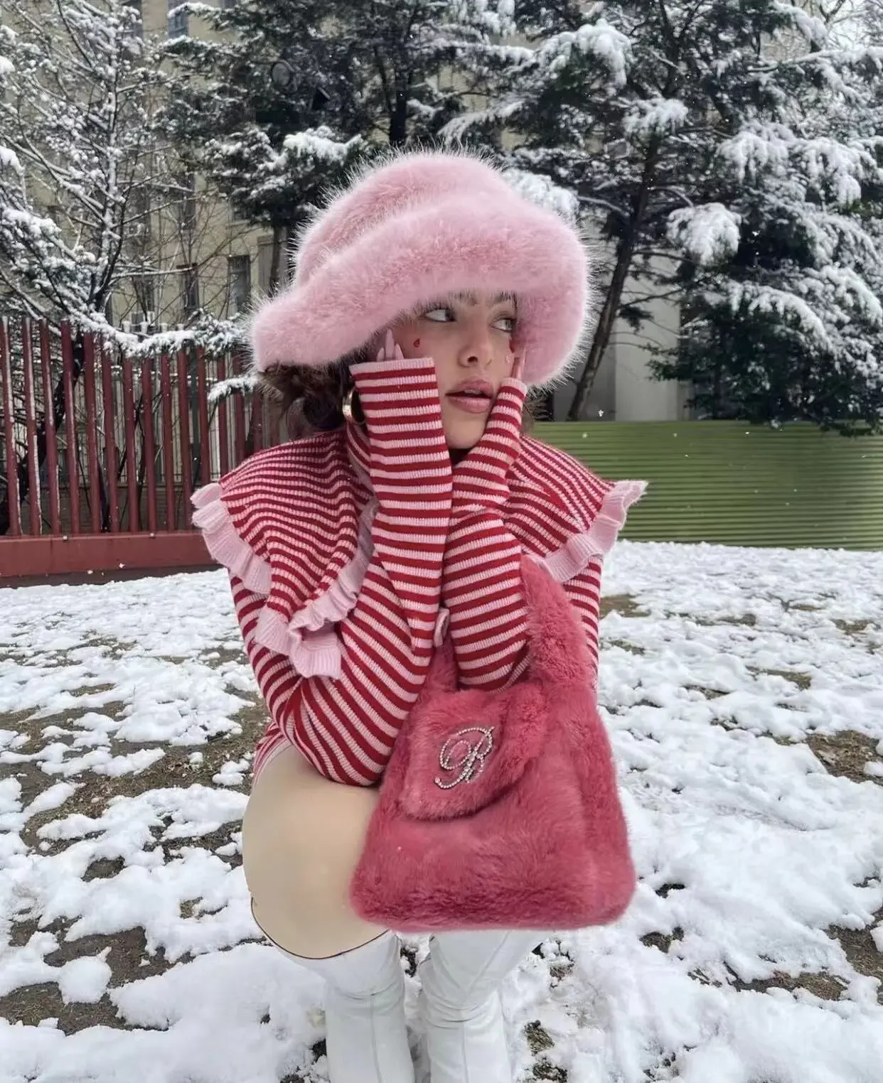 2025 Y2k Frauen Kaninchen Fell Warme Dicke Plüsch Winter Hut Flauschigen Faux Pelz Eimer Hut Dame Luxus Mode Party Panama fischer Kappe – Detail 19