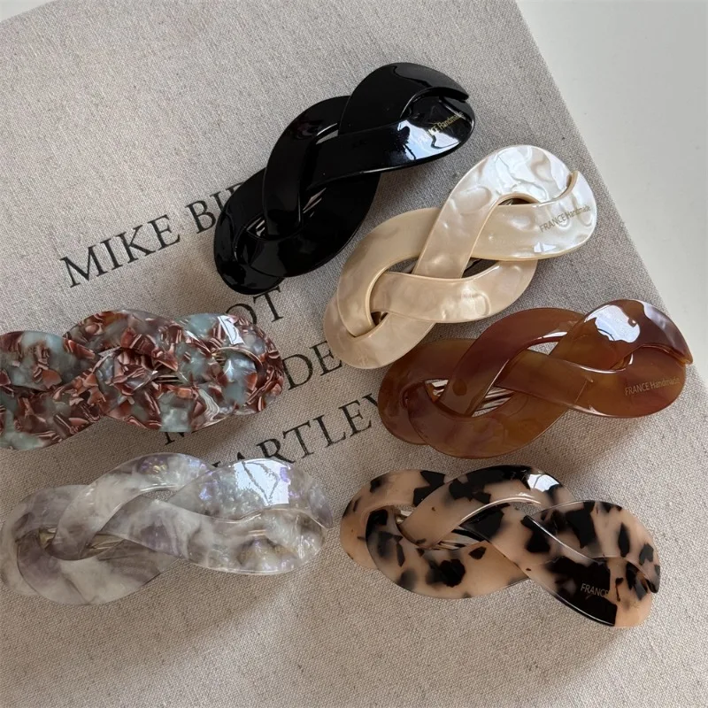 Retro Leopard Twists Hairpins Trendy Duckbill Clip Acetate Hair Clips for Women Elegant Exquisite Fashion Hair Accessories