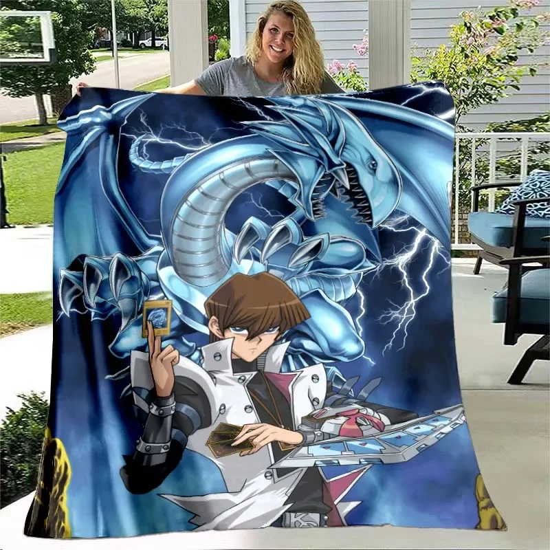 3D Anime Yu Gi Oh Card Yugioh Throw Blanket Blue Eyes White Dragon Anime Cartoon Soft Plush Blanket Bedroom Bedspread Home Decor