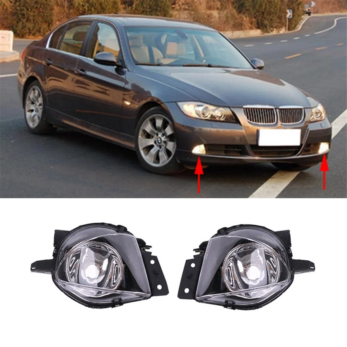 Front Bumper LED Fog Light Lamp Cover No Bulb for BMW 3 Series E90 2004-2011 E91 2004-2012 63176948373 63176948374